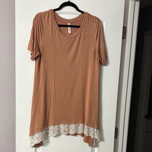 Signature Tan Tunic with Lace Detail